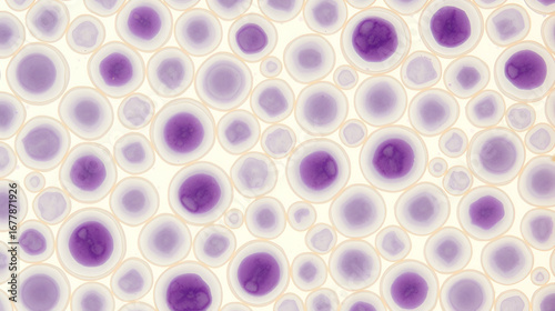 Onion epidermis, whole mount, 20X light micrograph. Large epidermal cells of Allium cepa. Single layer, each cell with wall, membrane, cytoplasm, nucleus and large vacuole, under light microscope.