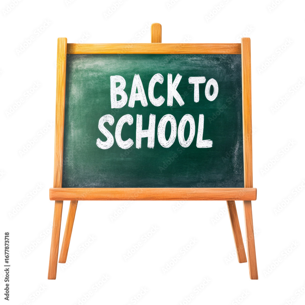 Fototapeta premium Back to school chalkboard, wooden easel, green board, education, classroom, cheerful