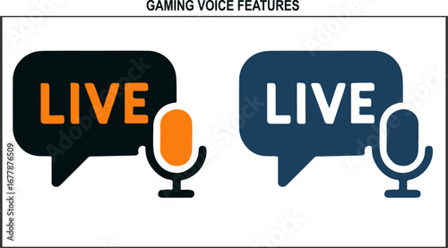 Live Gaming Voice Icons – Real-Time Speech Bubble and Microphone Symbols for Multiplayer Chat, Streaming, and Interactive Game Communication