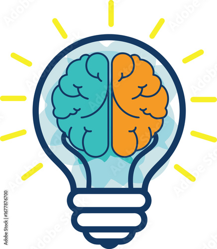 Brain Inside a Light Bulb - Creative Idea and Mind Power