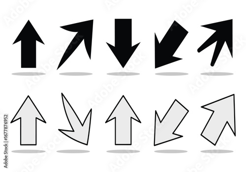 Versatile arrow collection conveys direction, navigation, and flow, perfect for presentations, websites, and user interface design projects