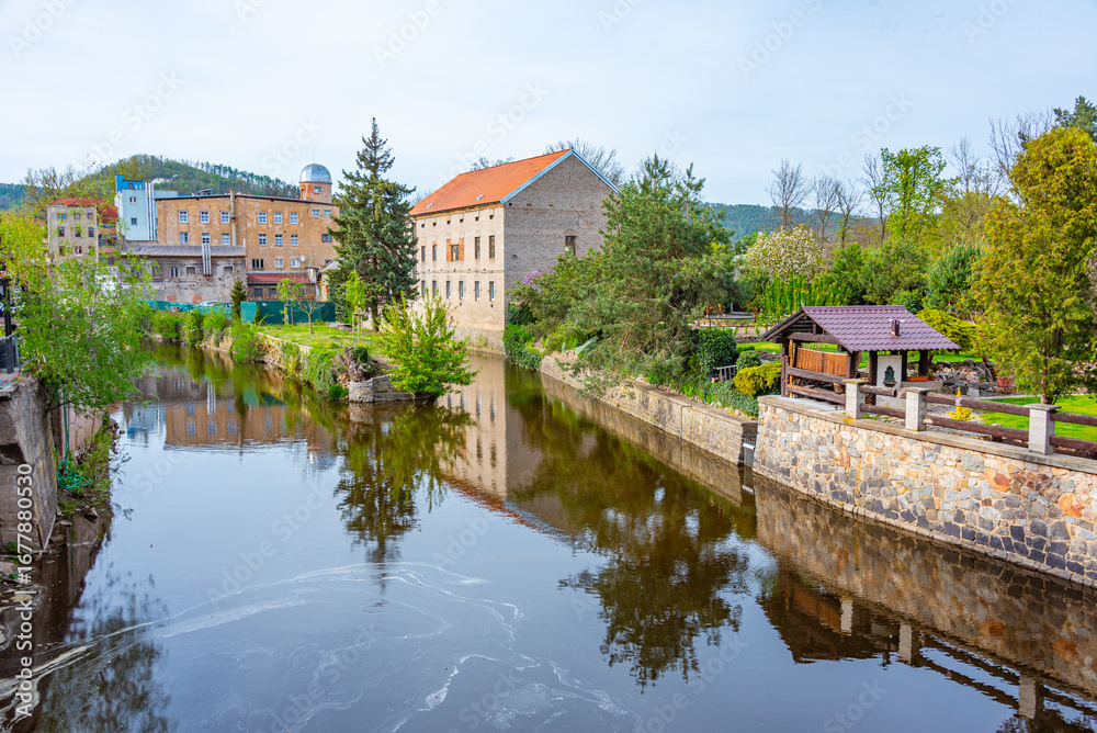 Obraz premium Berounka river passing through Beroun town in the Czech republic