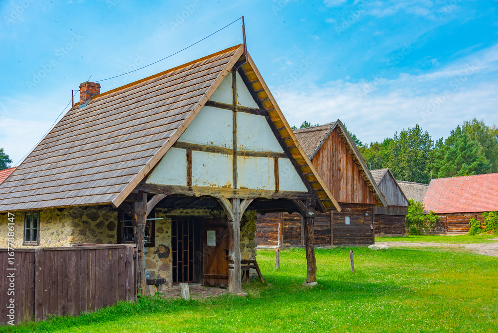 Obraz premium Historical houses in Ethnographic Museum in Zielona Gora, Poland