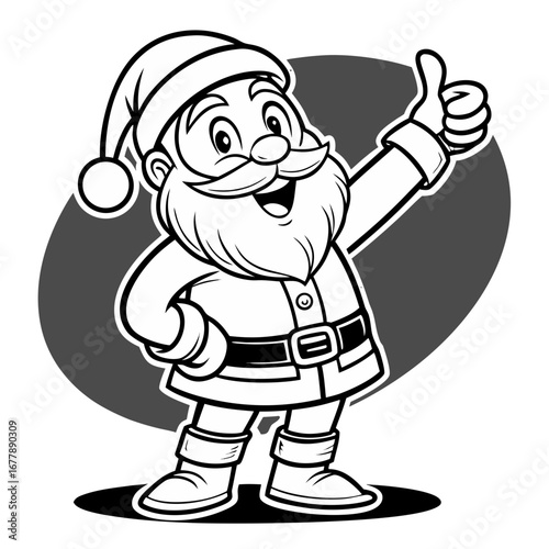 Cheerful Santa Approves: A jovial Santa Claus, brimming with festive cheer, offers a hearty thumbs-up, a whimsical illustration symbolizing holiday positivity.