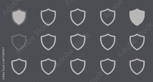 Collection of Shield Icons in Various Shades.