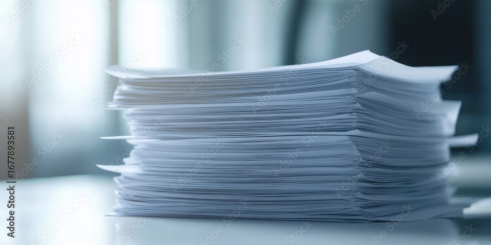 Obraz premium A stack of papers on a table