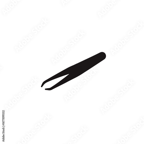 Angled Black Metal Tweezers with Curved Tips for Precision Grooming