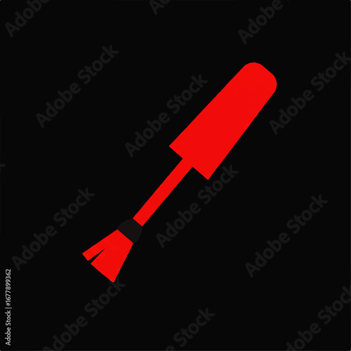 Angled Red Nail Polish Brush with Black Handle and Bristles