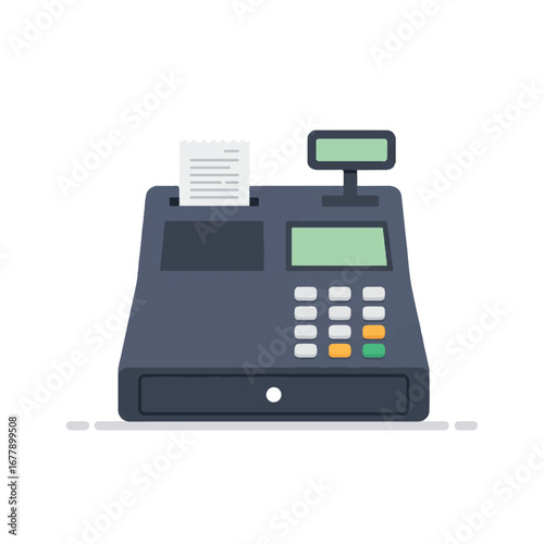 Classic Cash Register with Receipt and Display Screen