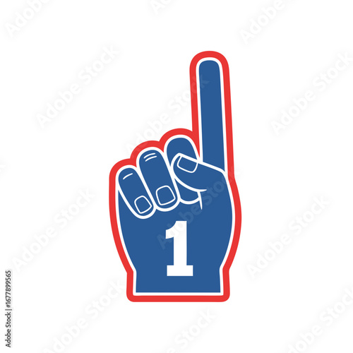 Blue foam finger hand symbol number one supporter