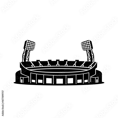 Another exterior football stadium with full lights