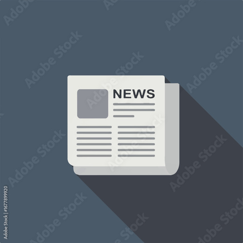 Flat design newspaper icon with a gray square and the word "NEWS"