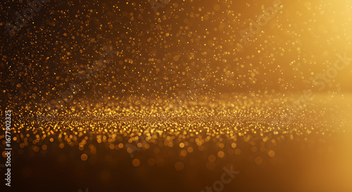 Wallpaper Mural Golden Glitter Dust Particles Falling and Creating a Sparkling Effect on a Warm Background Torontodigital.ca