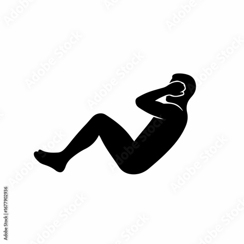 Silhouette of a person doing abdominal crunches exercise icon.