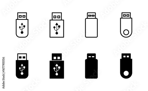 Usb icon set. Flash disk icon vector