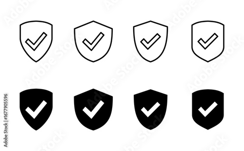 Free Download Shield check mark  icon set. Protection approve sign. Safe icon vector - GFXLoad