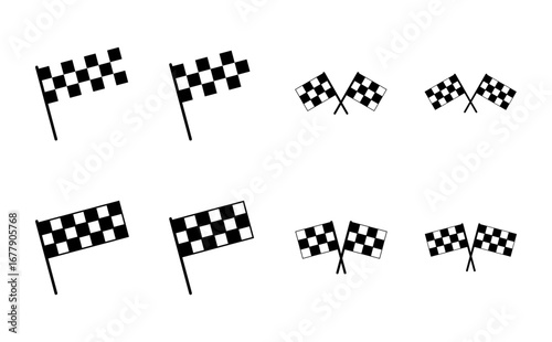 Racing flag icon set. race flag icon.Checkered racing flag icon