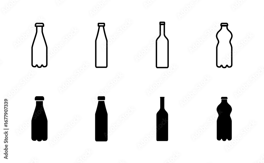 Fototapeta premium Bottle icon set. bottle vector icon