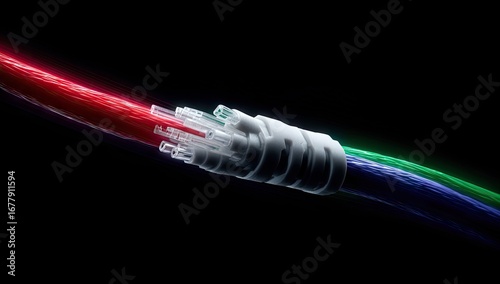 Close-up of a Network Cable Connection.
