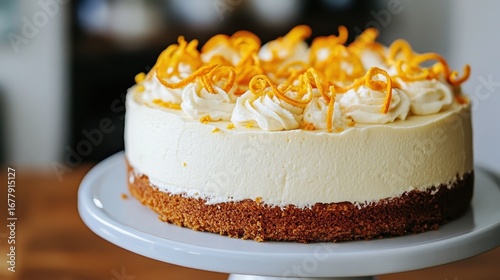 Wallpaper Mural Delicious orange cheesecake with creamy frosting and zest decoration Torontodigital.ca