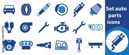 Auto parts icons, speedometer, lubricant, wiper, auto parts, line, objects, engine gear, speed, outline, spark, diagnostic, headlight, element, spare, linear, eps, equipment and more