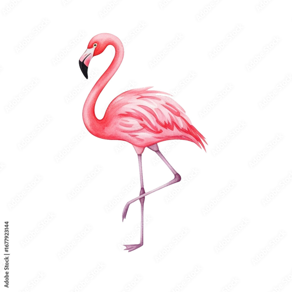 Obraz premium pink flamingo on white background