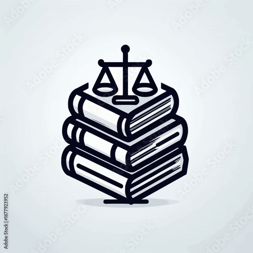 Vector Justice Scales on Stack of Law Books Icon