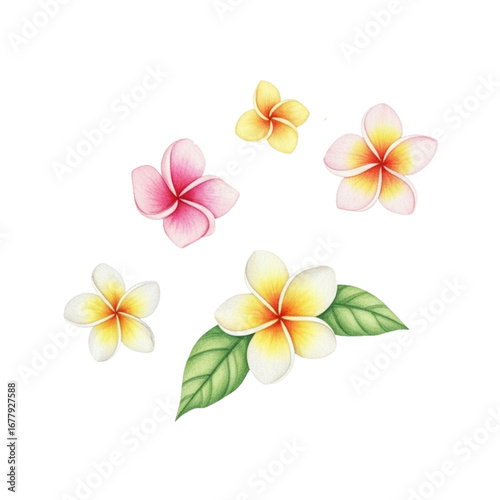 set of flower in white 