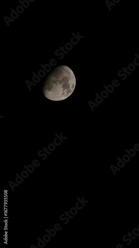 vertical time lapse video,  moon over black sky