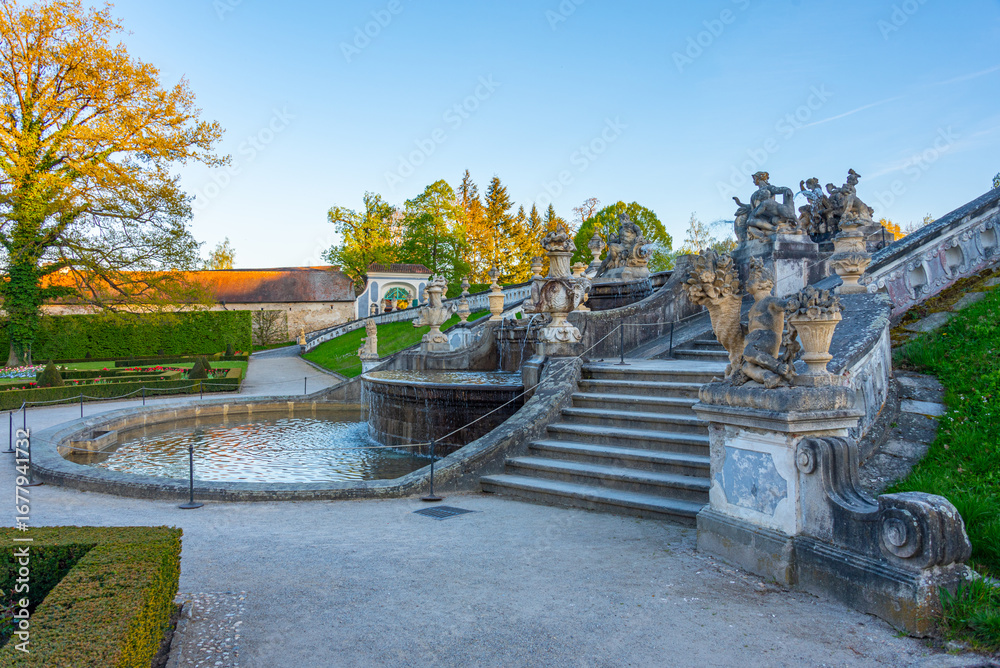 Obraz premium Cascade fountain at the Cesky Krumlov castle park in Czech repub