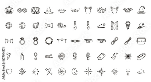 Collection of Hand-Drawn Fashion and Holiday Icons