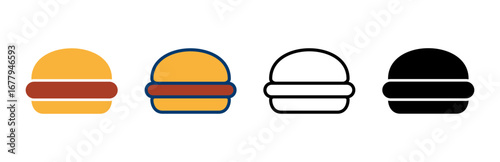 Hamburger icon vector isolated on white background. Burger and hamburger icon. Fast food vector icon