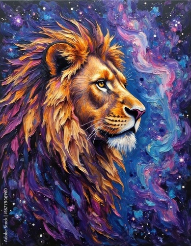 Majestic Cosmic Lion A Celestial Portrait
