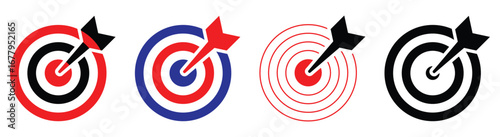 Target collection. Goal symbol collection. Simple target with arrow. Concept target market, audience, group, consumer. Bullseye or goal Isolated sign. vector illustration.