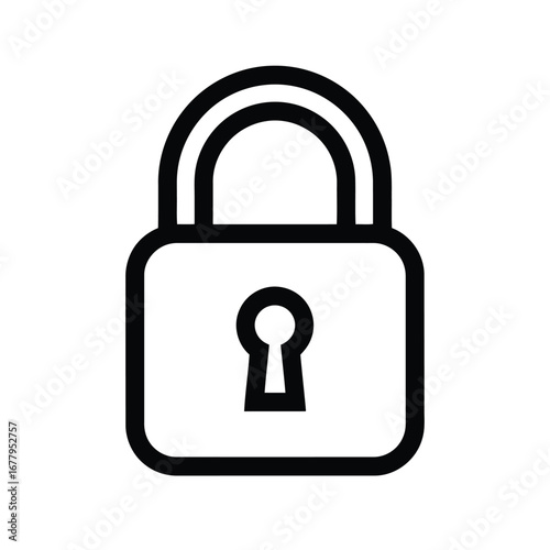 Vector illustration of simple black outline of a padlock with a keyhole