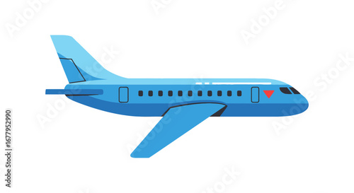 Iconic blue passenger airplane with wings extended, ready for takeoff, representing global travel and modern air transportation systems