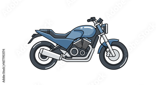 A sleek, modern blue motorcycle with chrome accents parked on a white background, perfect for transportation, adventure, and lifestyle imagery