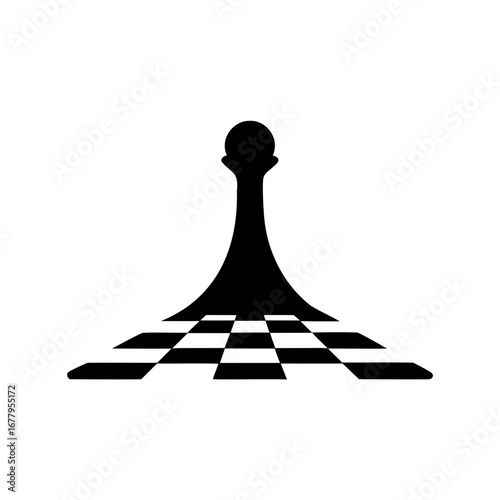 Abstract Chess Pawn on Chessboard Illusion Creating a Modern Design Element