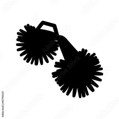 Monochrome silhouette of cheerleading pom poms for school spirit and celebration