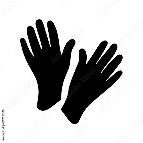 Black Gloves Icon, Simple Silhouette for Sanitary or Medical Protection