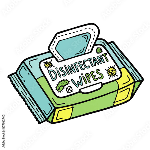 Disinfectant Wipes Illustration for Cleaning and Hygiene Product Advertising