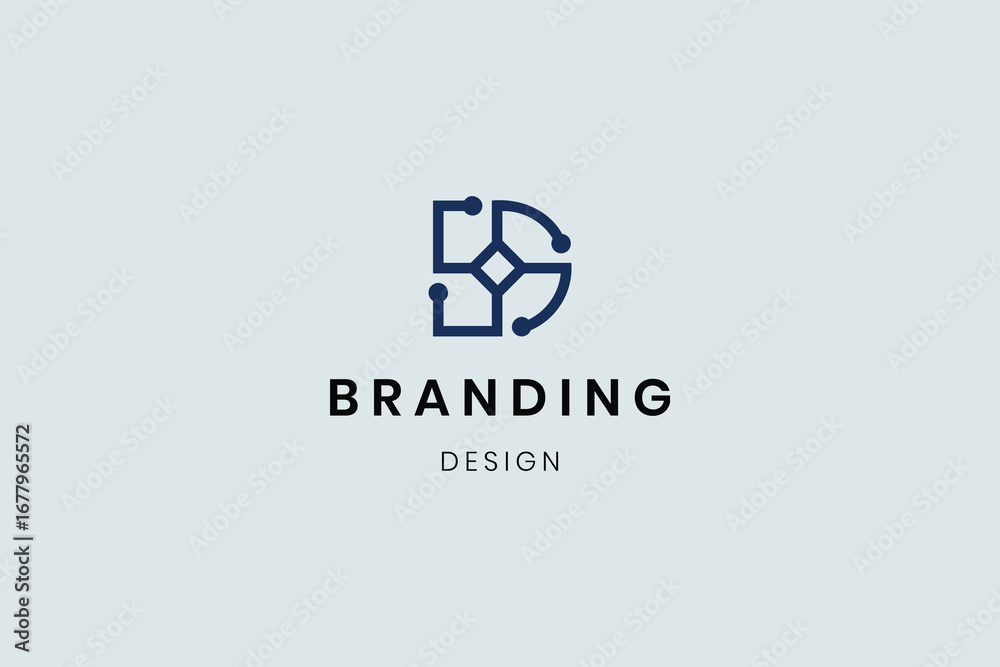 Fototapeta premium Modern geometric D letter liner logo design