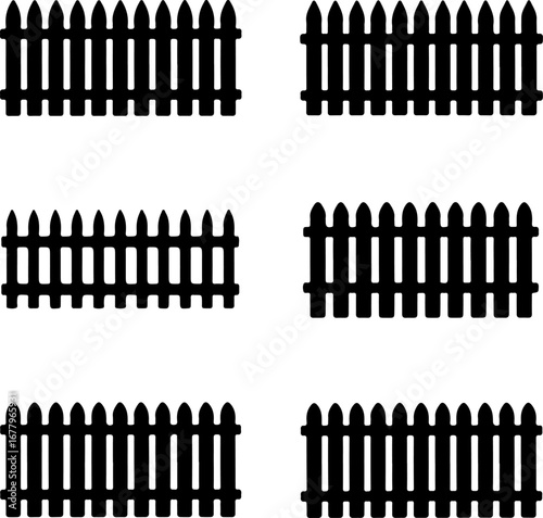 set of fence  silhouette vector illustration