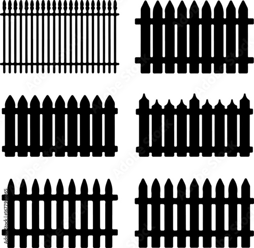 set of fence  silhouette vector illustration