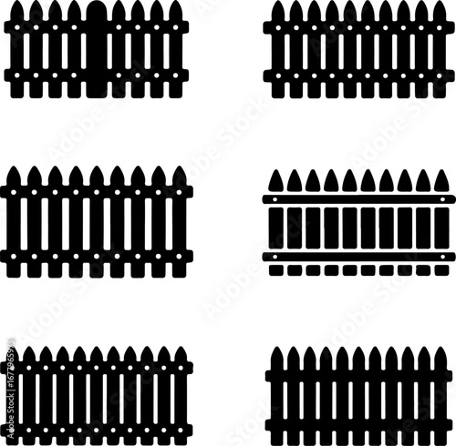 set of fence  silhouette vector illustration
