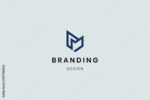 Letter M logo template with abstract design for company