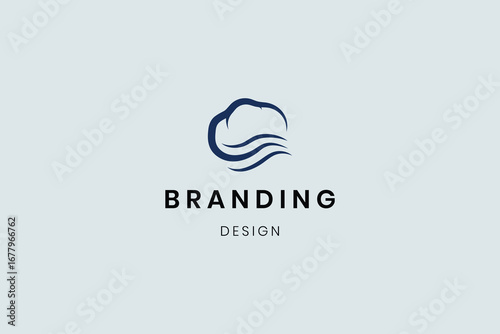 Bold letter cloud arrow logo initial creative element concept template