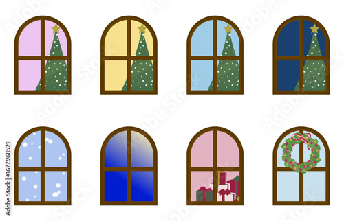 フラット　窓からの景色　冬・クリスマス