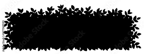 Rectangular green hedge border silhouette, garden fence made of bushes, decorative planting for landscaping, natural shrub design and greenery for outdoor area improvement