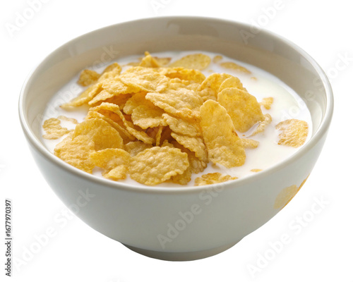 bowl of cornflakes isolated, cut-out 